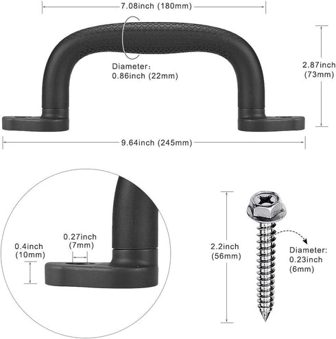 Dolibest Set of 4 Safety Playground Handles,Swing Set Kids Safety Hand Grips for Playset, Climbing Frame, Play House,Climbing Frame, Play House Handles(Black) by Dolibest