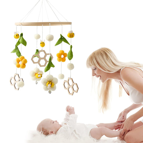 Adorable Bee-Themed Crib Mobile - Soft Nursery Decor for Infants