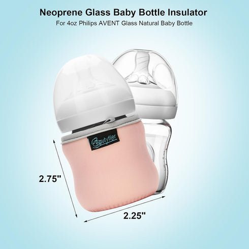 Beautyflier 4oz 4 oz Glass Baby Bottle Sleeve Covers, Reusable Insulator for Heat/Cold Retention, Moisture Neoprene
