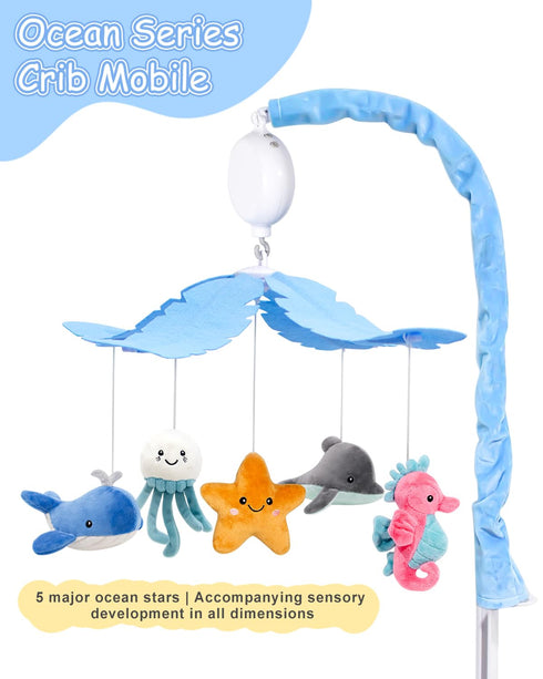 35 3 FEISIKE Baby Crib Mobile with Lullabies, Modes Rotation & Music, Adjustable Volume, Nursery Decor for Boys