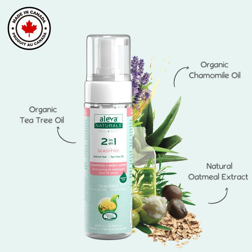 Aleva Naturals Hypoallergenic 2-in-1 Hair and Body Wash, Tea Tree Oil Formula, 200ml