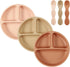 PandaEar 3 Pack Toddler Plates with 3 Spoons, 100% Silicone Divided Suction Plate for Babies, BPA-Free