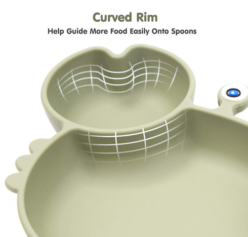 Silicone Suction Plate for Toddlers, Self Feeding Training Divided Dish and Bowl, BPA Free