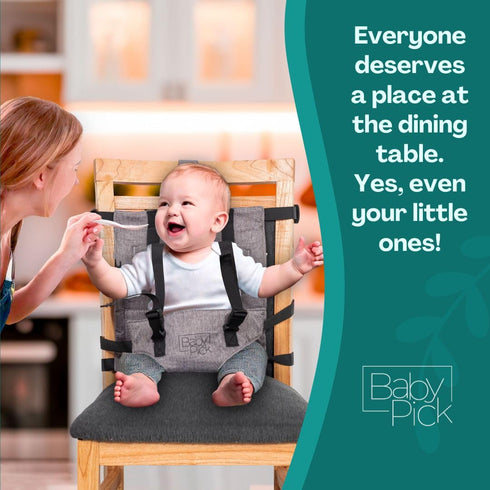 Portable High Chair for Travel by Baby Pick Harness Seat, Foldable & Lightweight Gear, Adjustable Straps for Babies