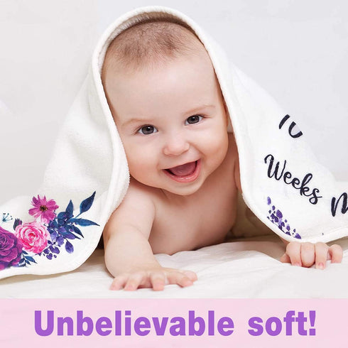 Baby Monthly Milestone Blanket, Koalas Trunk Branch Leaf Wreath, 48"x40", Unisex with 4 Frames and 1 Headband