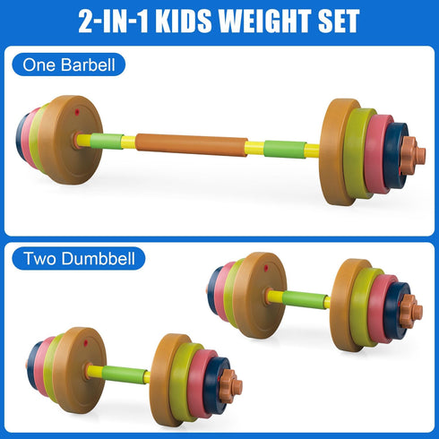 Set, Kids Exercise Weight Barbell and Dumbbell Workout Equipment, Toddler Beginner Gym Toy for Pretend Play Lifting