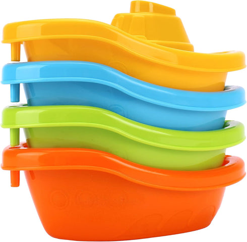 TECHNOK Baby Bath Toys for Toddlers, 12 pcs Rainbow Stacking Cups, Bath Boats, Train, Watering Can, Sea Animal Shapes