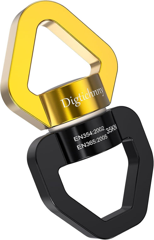 Swing Swivel, 35KN Safety Rotational Device, Swing Spinner for Web Tree Swing, Aerial Dance, Black-Gold