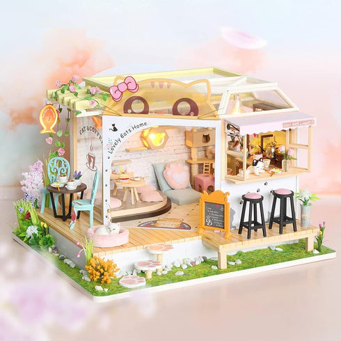 CUTEBEE Dollhouse Miniature with Furniture, DIY Wooden Kit Plus Dust Proof, Creative Room Idea