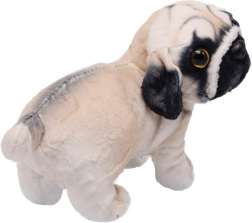 Lifelike 9 Inch Pug Dog Stuffed Animal, Animated Plush Puppy Toy, Super Realistic Gift for Kids
