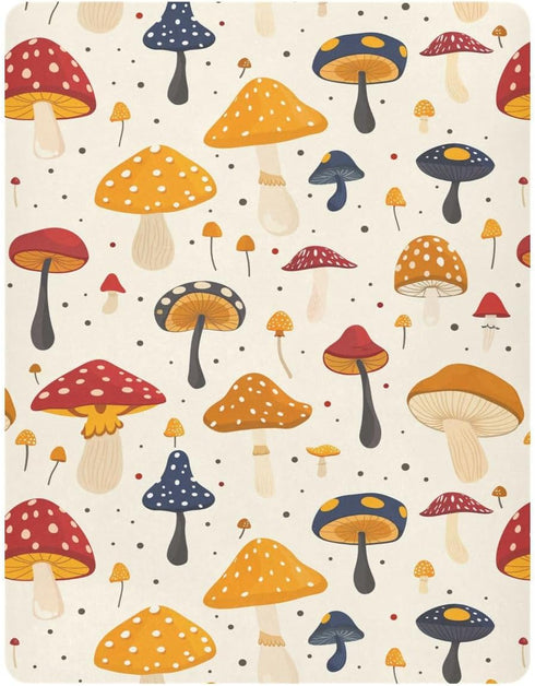 KICPOAY 39 27 Fitted Crib Sheets Red Yellow Mushrooms White Stretchy Portable Playard Sheets for Baby Toddler
