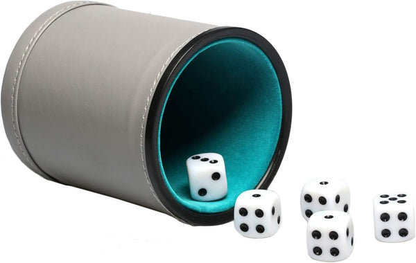Leatherette Dice Cup Set Felt Lined with 16mm Dot Dices Shaker for