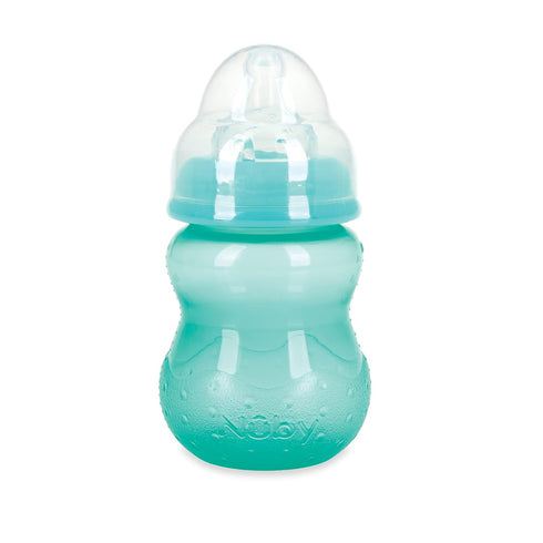 (3-Pack) 8 Oz 0+ Nuby Wide Neck Non-Drip Bottle - Baby Bottles with Anti-Colic Vari-Flo Valve - - Months - Aqua, Pink