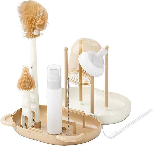 HOEREV Portable Baby Silicone Bottle Brush Set Include Pacifier Brush, Straw Brush,