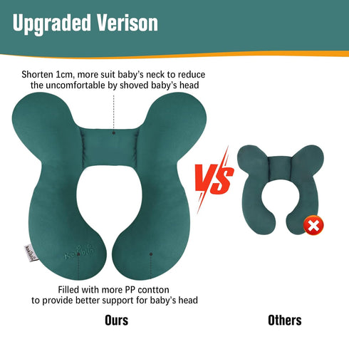 KAKIBLIN Baby Travel Pillow, Infant Head and Neck Support for Car Seat and Pushchair, 0-1 Years Old (Green)