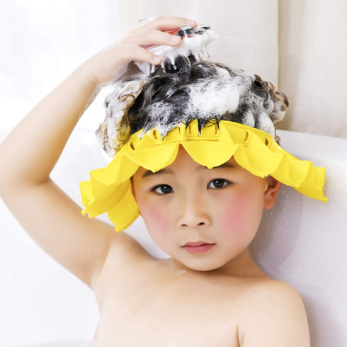 Baby Shower Cap, Adjustable Silicone Bathing Hat for Kids, Soft Protection Visor Cap for Toddler Children 1-12 Years