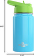 Kids Water Bottle 12oz Blue - Leak Proof with Straw & Handle, Insulated Double Wall Stainless Steel, Easy Sip Toddler