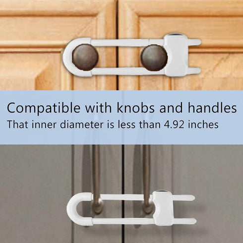 Sliding Cabinet Locks, U-Shaped Adjustable Child Safety Locks for Drawers, Closets, Refrigerators, 4PCS