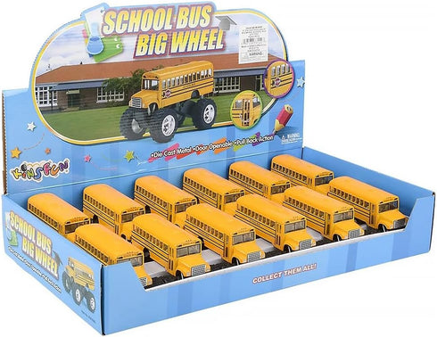 Rhode Island Novelty 5 Inch Die-cast Metal School Bus, Big Wheel Monster Truck, One School Bus