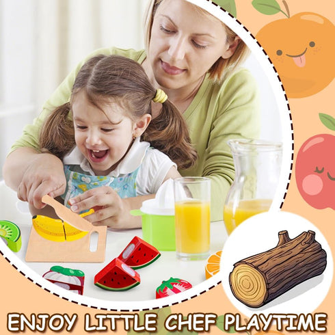 Embosomitr Sets 12PCs 3+ Wooden Cutting Fruits Food Toys Play Food for Children Kitchen Educational Learning Toy