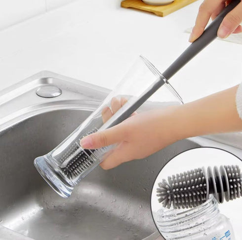 Set 12.5 Silicone Bottle Brush & Silicone Straw Cleaner Long Handle, Flexible, Odor-Resistant, Dishwasher Safe