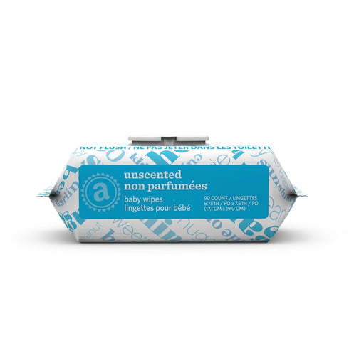 810 Count, Packs Amazon Elements Baby Wipes, Unscented, Hypoallergenic, Alcohol-Free, With Aloe and Vitamin E, Flip-Top