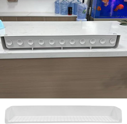 GREYWAWA 3FT Kids Bath Splash Protectors with Toy Organiz Tray Silicone Water Barrier & Strong Suction Cups Safe