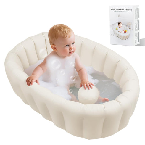Gliizee mall Inflatable Baby Bathtub, Collapsible Baby Bath Back Support, Portable Newborn Travel Bath