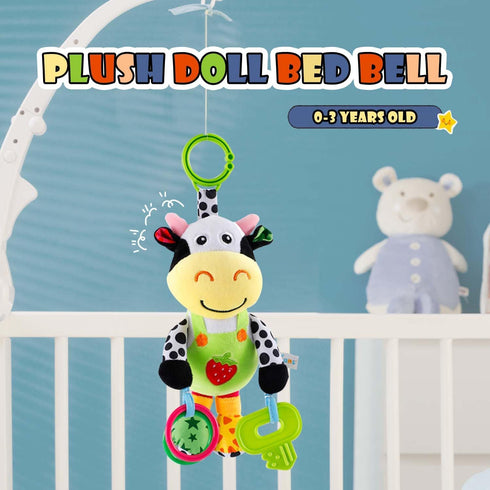 Interactive 3D Teethers Musical Baby Toy, Plush Stroller Hanging Doll for Infants, Soft Toys with Multi-Sensory Features
