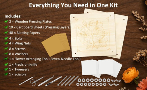 MeRGBWLife 11"x11" 10 Flower Press - Wooden Layer Flower Press Kit for Crafts Pressed Flowers & Plant Press