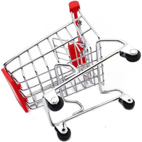 kxkxvovo Mini Shopping Cart, Red, Durable, Perfect for Role Play, Storage, and Decor
