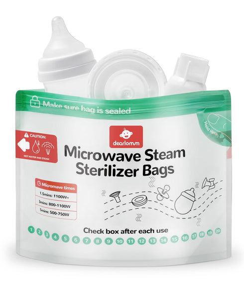 dearlomum Microwave Steam Sterilizer Bag for Baby Bottles 20 Count (20 Uses