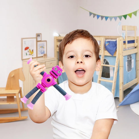 Veakeqe 16 PCS Suction Cup Robot Toy,Shape Changing Telescopic Pop Tubes Autism Sensory Toy Kids Girls Boys Toddlers
