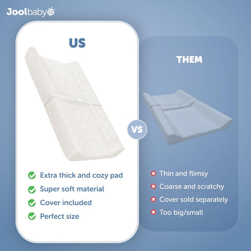 Jool Baby Serenity Soft Changing Pad + Washable Cover, Non-Slip - Fits Standard Changing Tables & Dressers (Wave