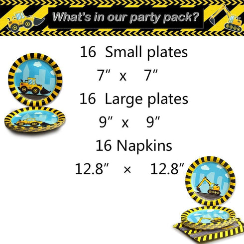 Set 16 48PCS WERNNSAI Construction Party Supplies - Disposable Dump Truck Themed Tableware for Boys Kids Birthday