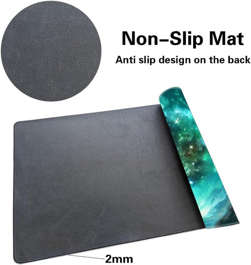 Premium Board Game Playmat - 24x14in TCG Compatible Mousepad Desk Mat (Green Vitality)