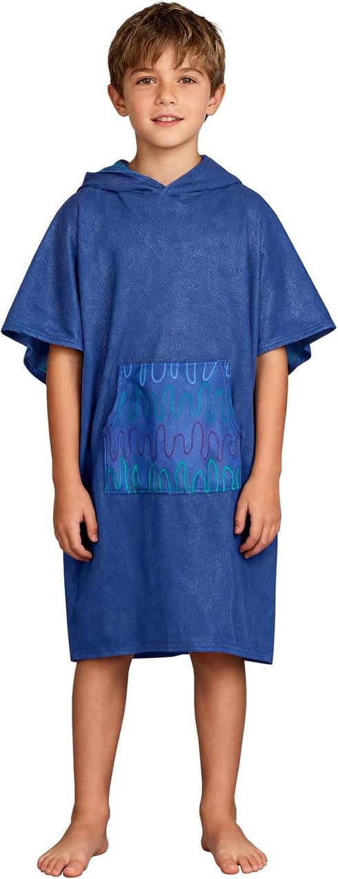 MissShorthair Towel Poncho for Kids, Hooded Beach Towel for Girl&Boy, Surf Poncho