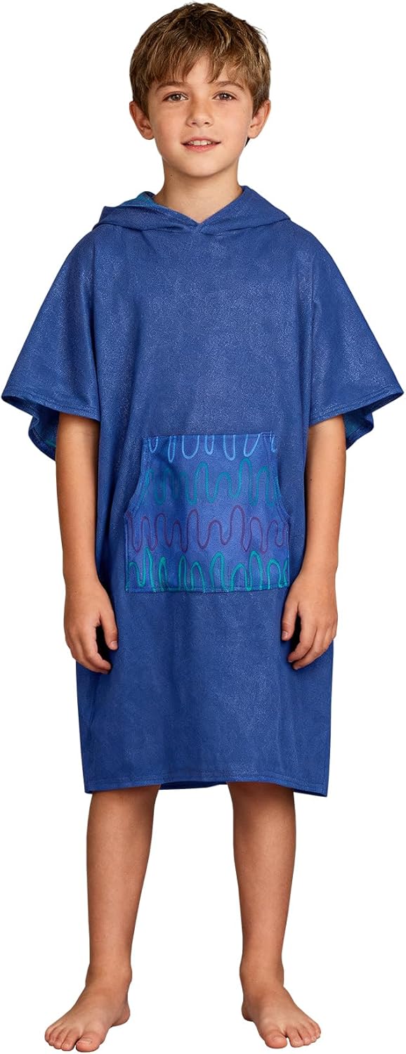 MissShorthair Towel Poncho for Kids, Hooded Beach Towel for Girl&Boy, Surf Poncho