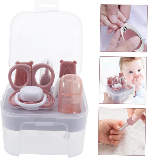 Set Abaodam Newborn Nail Clipper Grooming Kit Scissors Nail File Boy Girl Care Tools for Boy Girl Pink