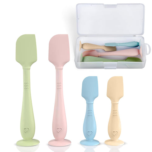 dlozrak 4-Pack Diaper Cream Spatula with Travel Case, Soft Baby Butt Spatula Silicone Butt Paste Spatula, Convenient