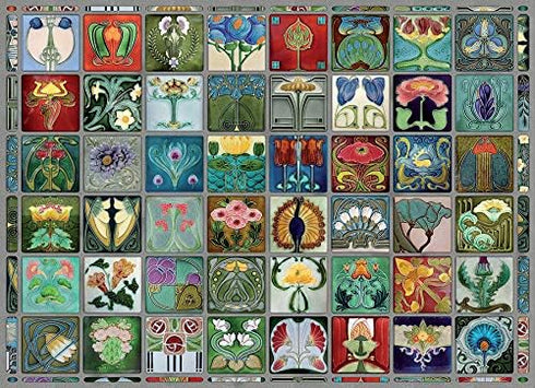 Cobble Hill 1000 Piece Puzzle - Art Nouveau Tiles with Sample Poster Included