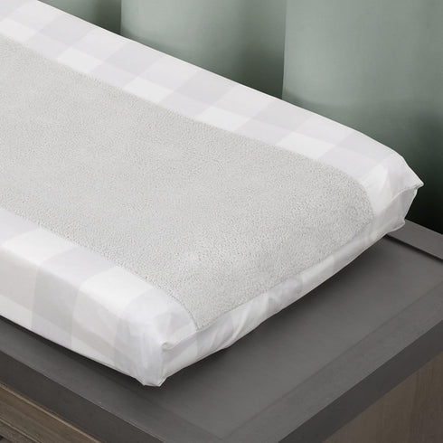 Cozy Gray & White Buffalo Check Changing Pad Cover - NoJo