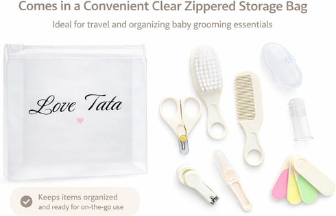 Love Tata 7-in-1 Set Baby Grooming Kit Newborn Baby Care with Nail Clipper, Scissors, Comb & Brush - Safe, BPA-Free