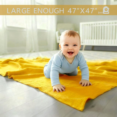 3 Pack 47x47 Inch Muslin Swaddle Blankets for Baby Boy - Large Receiving Blankets, Soft Breathable Cotton Nursery