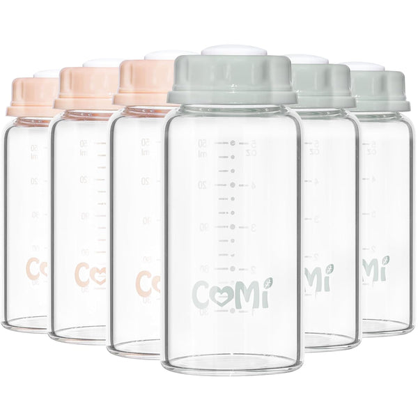 COMI Natural Glass Baby Bottle,Standard Neck Breastmilk Storage Bottle for Fridge,Breast Milk