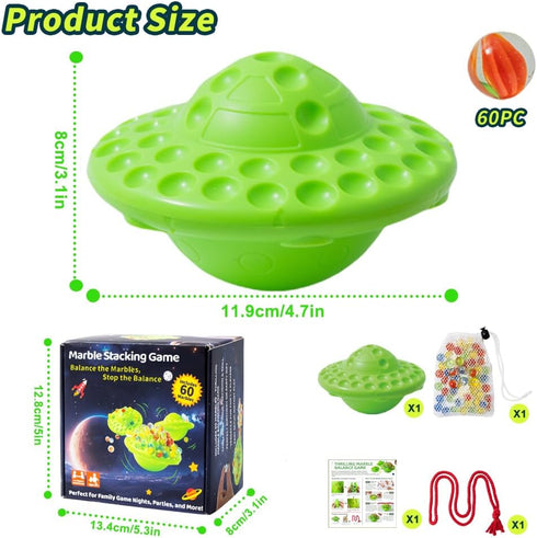 A V 60 14 8+ Marble Balance Board Game Colorful Glass Marbles with Storage Base | Exciting Family & Party Board Game