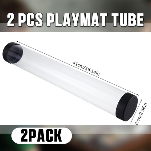 2 16.14 Inch Barydat Pcs Playmat Tube Round Compatible with MTG Play Mat Holders Playmat Case TCG Clear Artwork Tube
