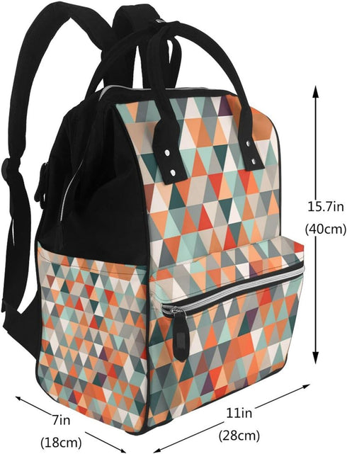 OUSIKA Backpack Daypacks Triangles Patterns Print Diaper Bag Multifunction Laptop Travel Large Nappy Bag, Black, One