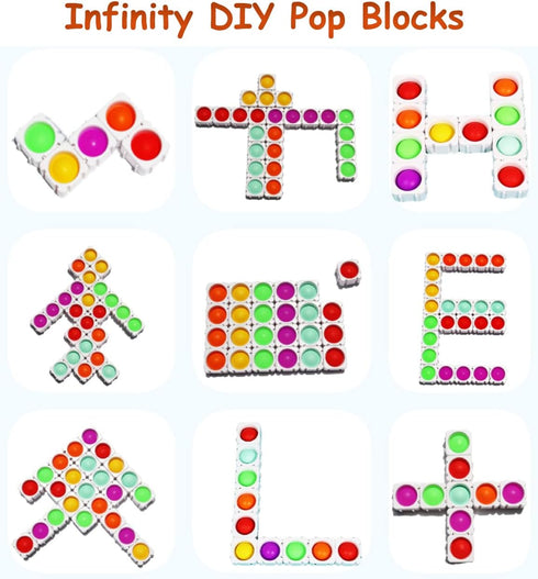24 Pcs Fidget Blocks, Push Silicone Popper Sensory Toy, Infinity DIY Pop Building Blocks for Classroom Use