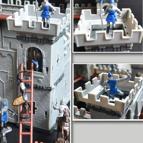 PXRJE Medieval Castle Knights Action Figure Toy Army Playset with Assemble Castle, Catapult and Horse-Drawn Carriage